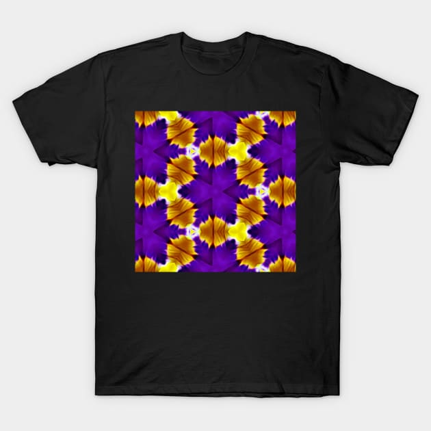 Royal Purple Violet Primrose With Gold Pattern 3 T-Shirt by BubbleMench